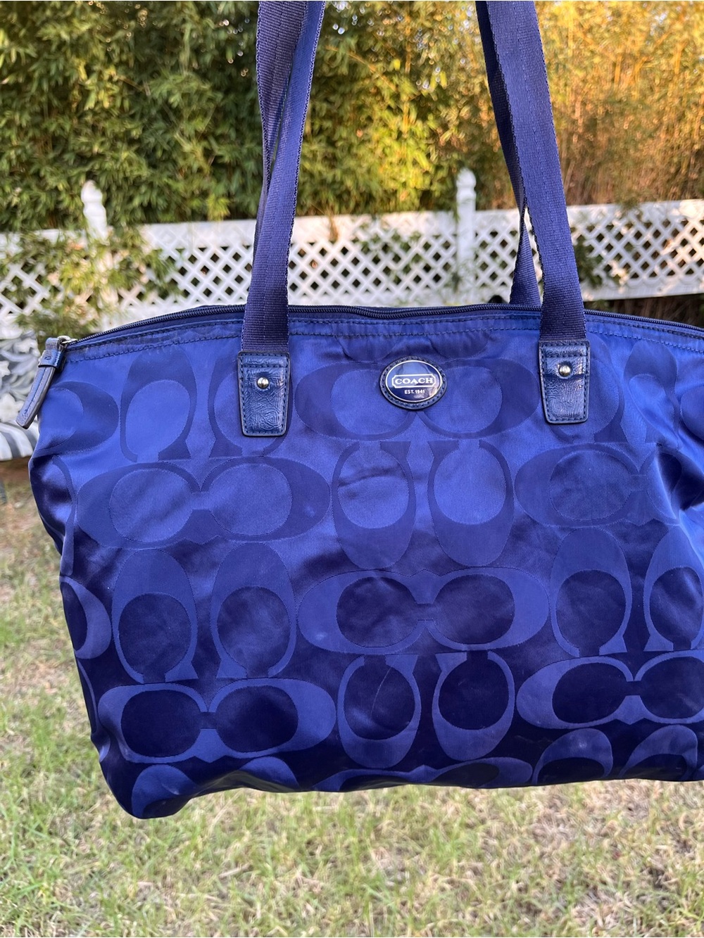Coach Blue Signature Nylon Tote
